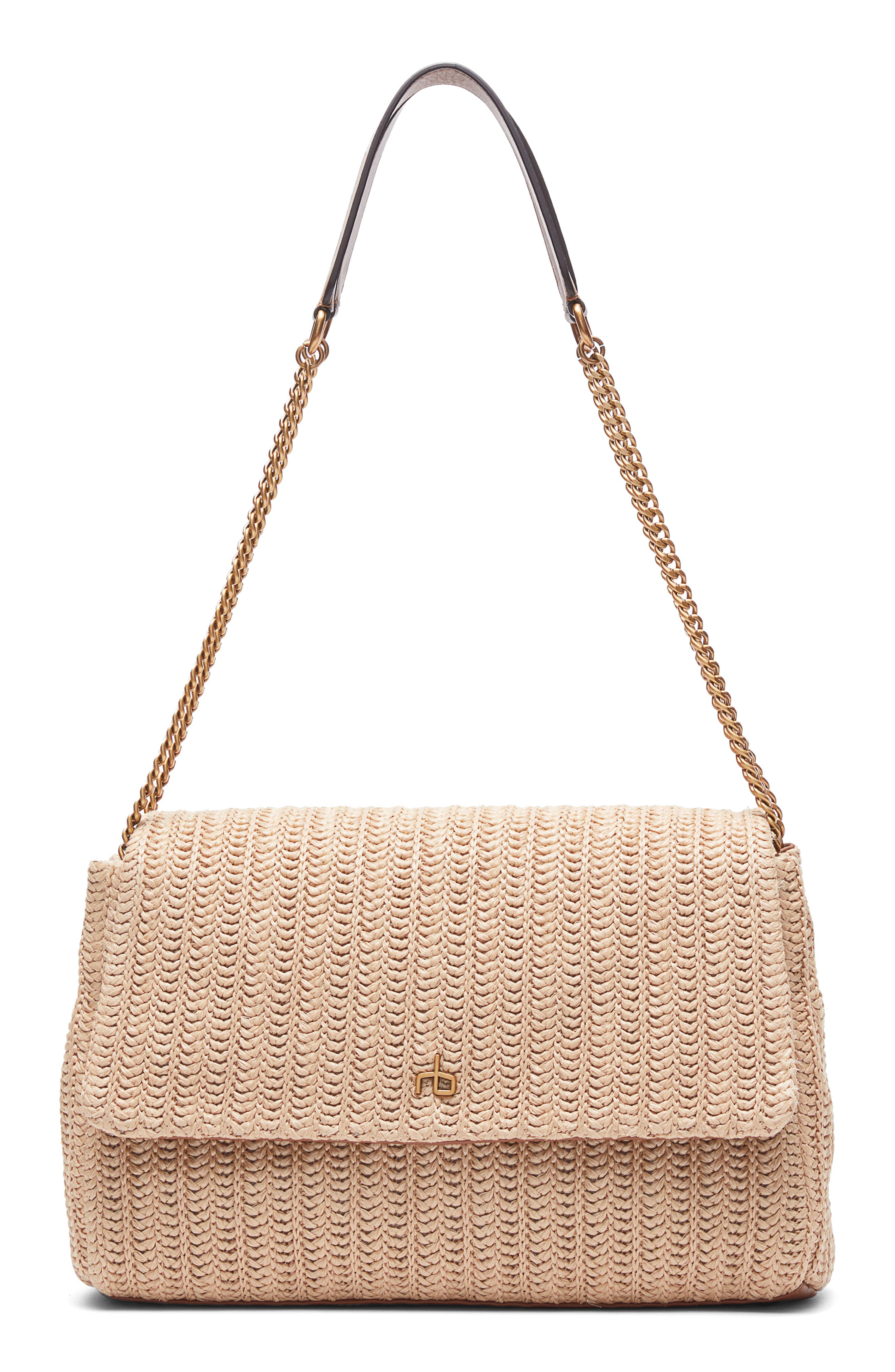 rag & bone Large Chelsea Straw Flap Crossbody Bag, Main, color, Natural