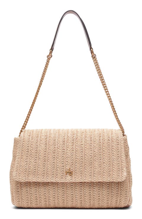 Large Chelsea Straw Flap Crossbody Bag