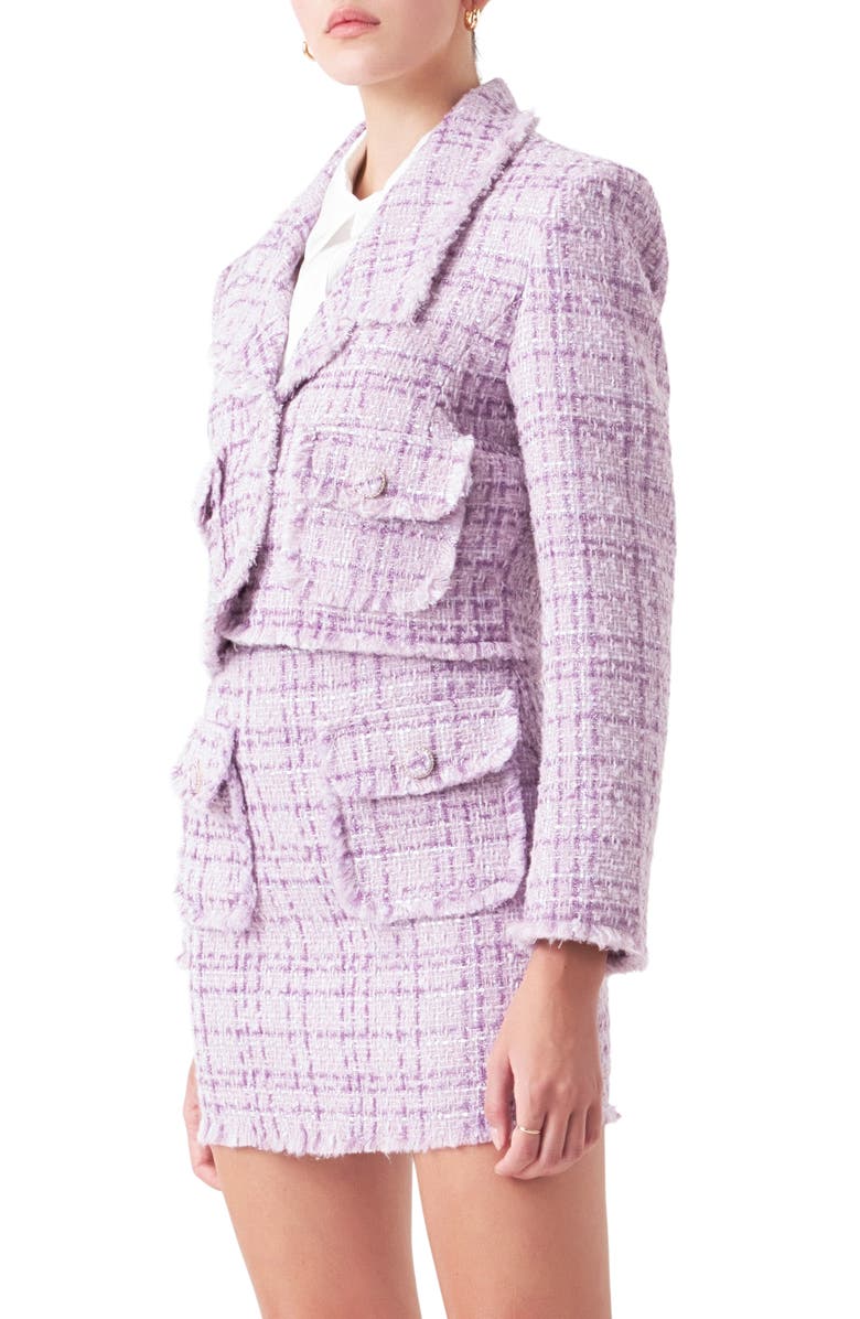 Endless Rose Tonal Bouclé Tweed Blazer, Alternate, color, Purple