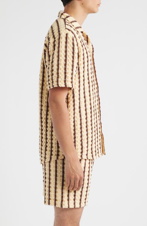 Oas Stripe Waffle Knit Camp Shirt