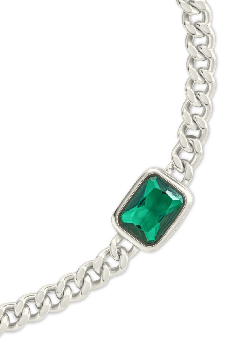 Sterling Forever Tali Crystal Curb Chain Bracelet, Alternate, color, Silver