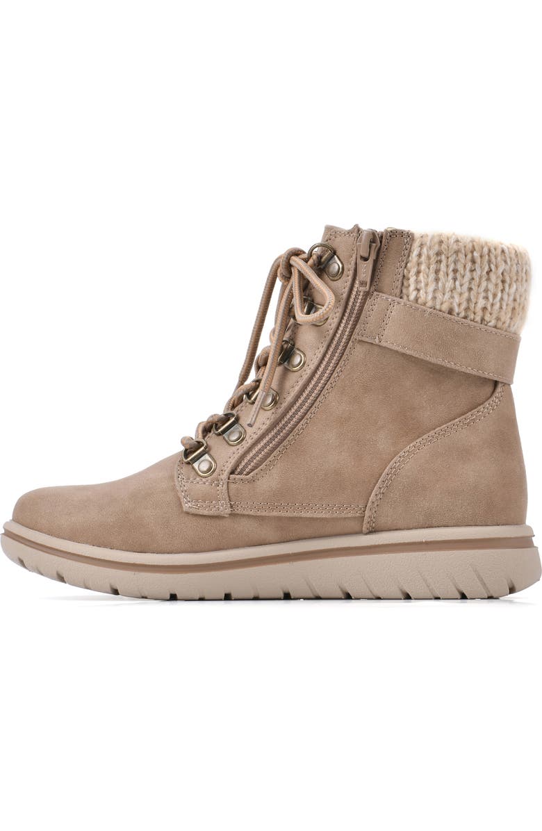 CLIFFS BY WHITE MOUNTAIN Hearty Knit Collar Lace-Up Boot, Alternate, color, Natural/ Fabric/ Sweat