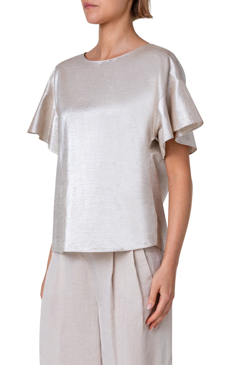 Boxy Drop Shoulder Satin Top, Alternate, color, GOLD