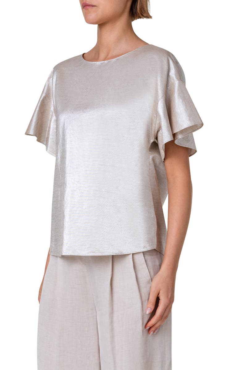 Akris punto Boxy Drop Shoulder Satin Top, Alternate, color, 