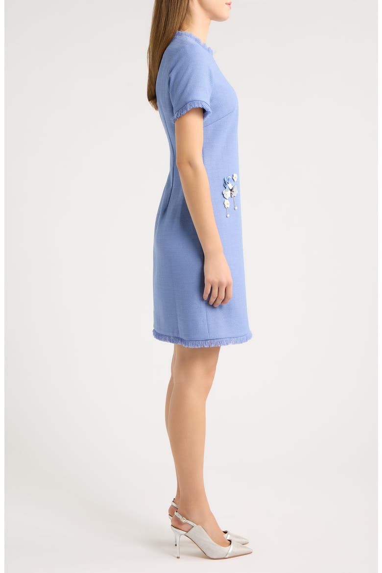 Paillette Floral Detail Sheath Dress, Alternate, color, BLUE FROST
