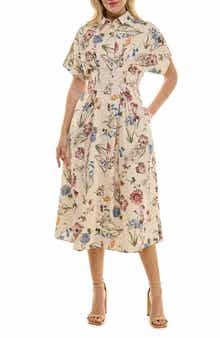 Nicole Miller Printed Stretch Cotton Shirtdress