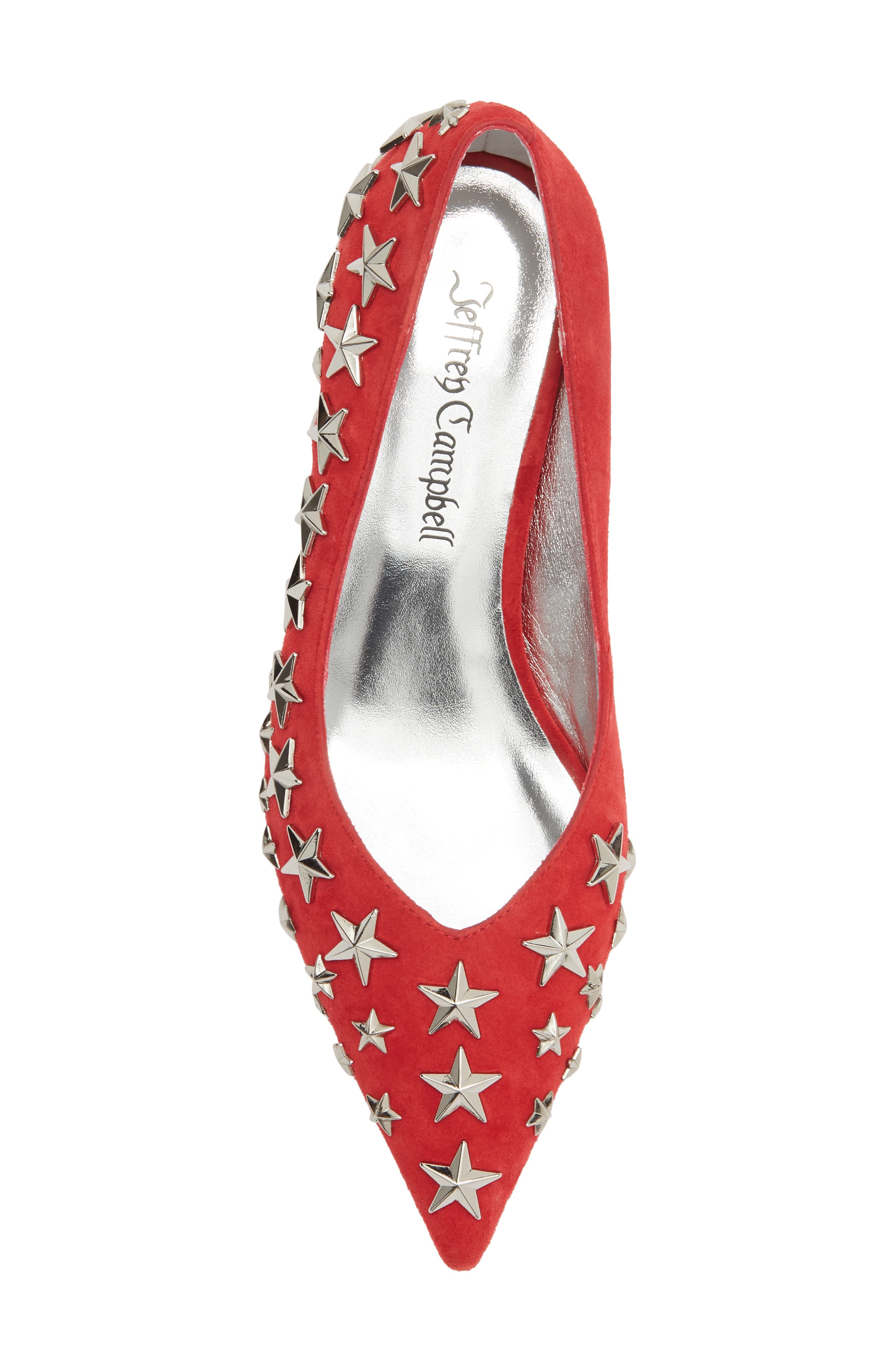 Starpower Studded Pump, Alternate, color, RED SUEDE SILVER
