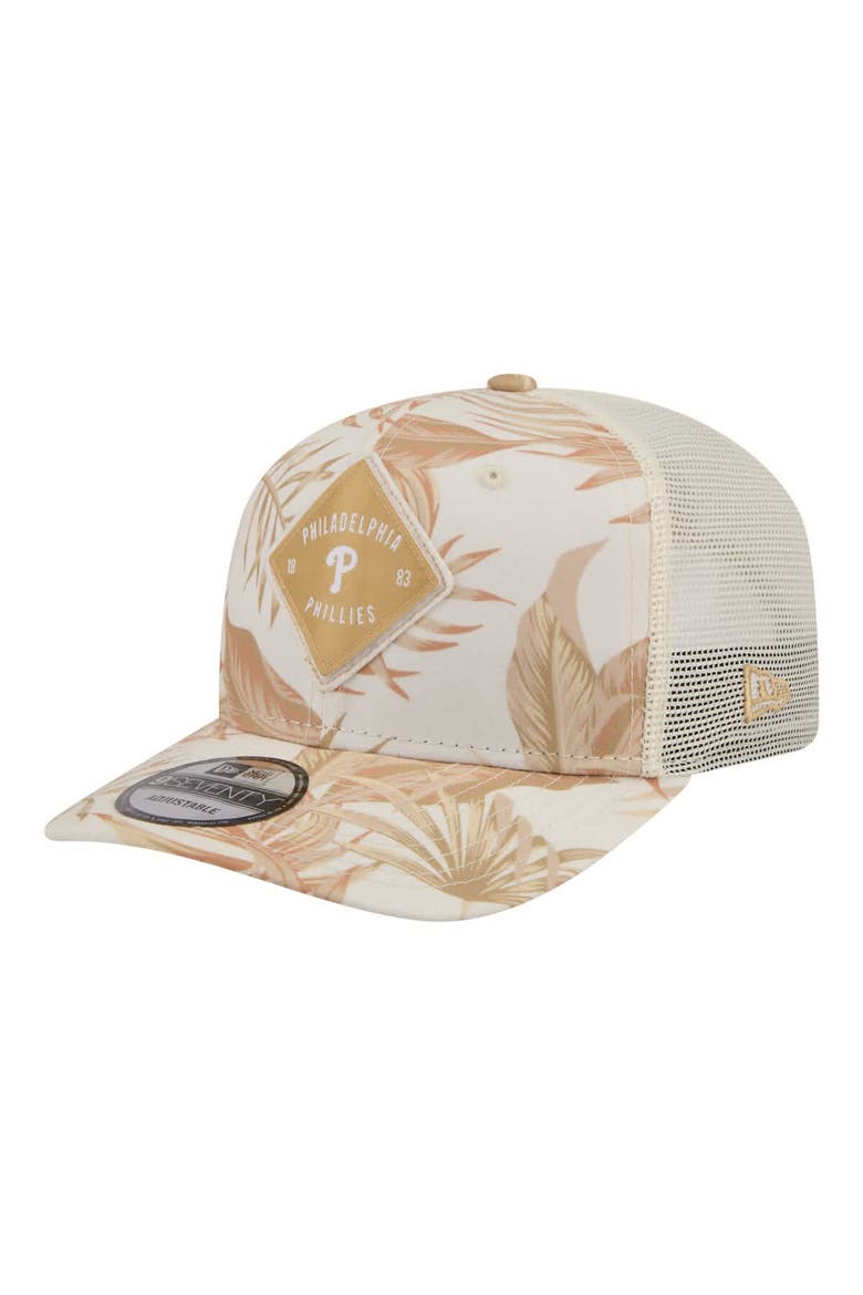Men's New Era  Tan Philadelphia Phillies Tonal Palm COOLERA 9SEVENTY Adjustable Trucker Hat, Main, color, Tan