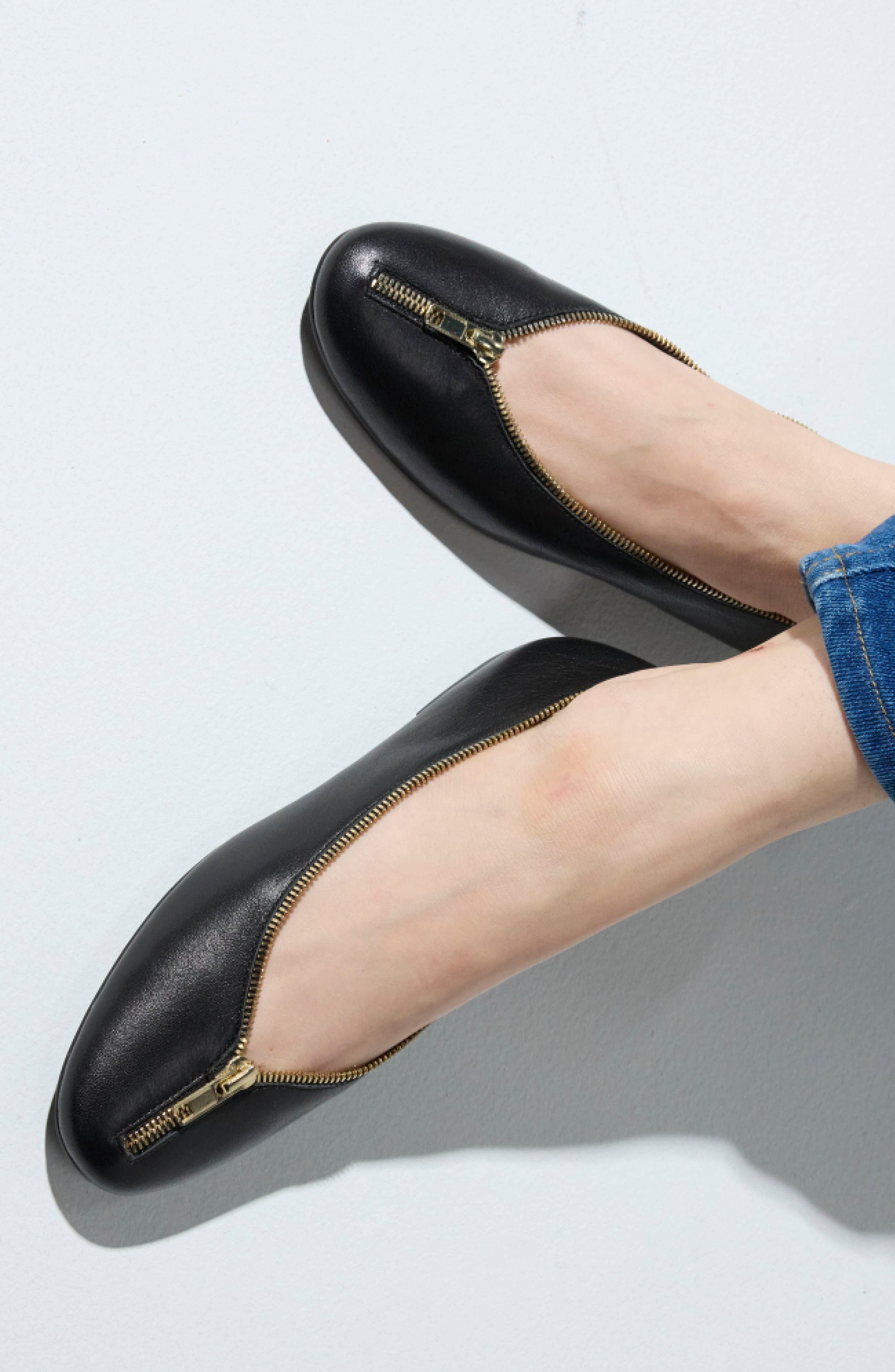 Yosi Samra Ziva Flat, Alternate, color, Black