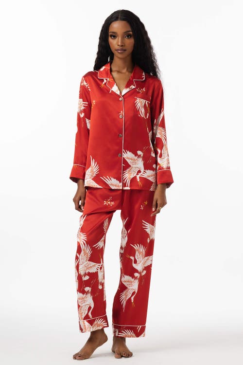 Silksilky Pajama Set With Classic Binding Trim