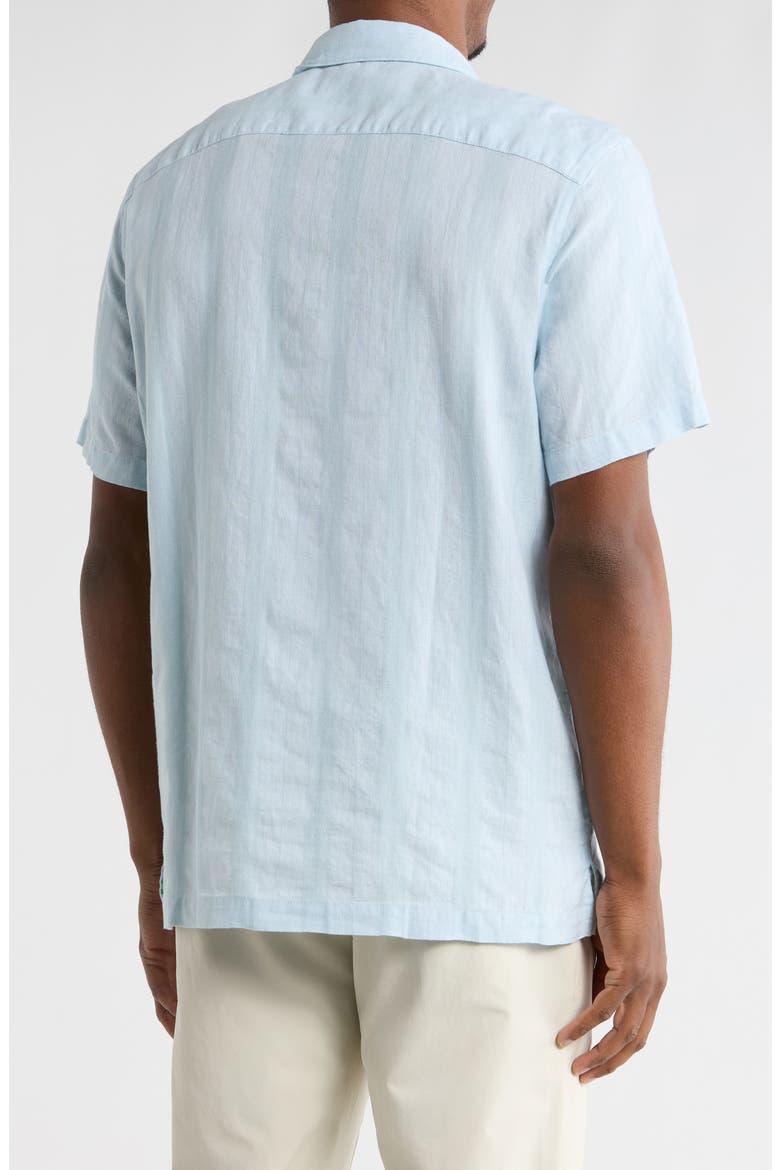 Short Sleeve Linen & Cotton Button-Up Shirt, Alternate, color, COOL BLUE