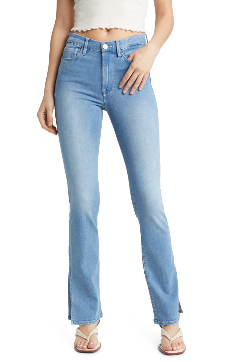 FRAME Le High Waist Slit Hem Mini Bootcut Jeans, Main, color, 