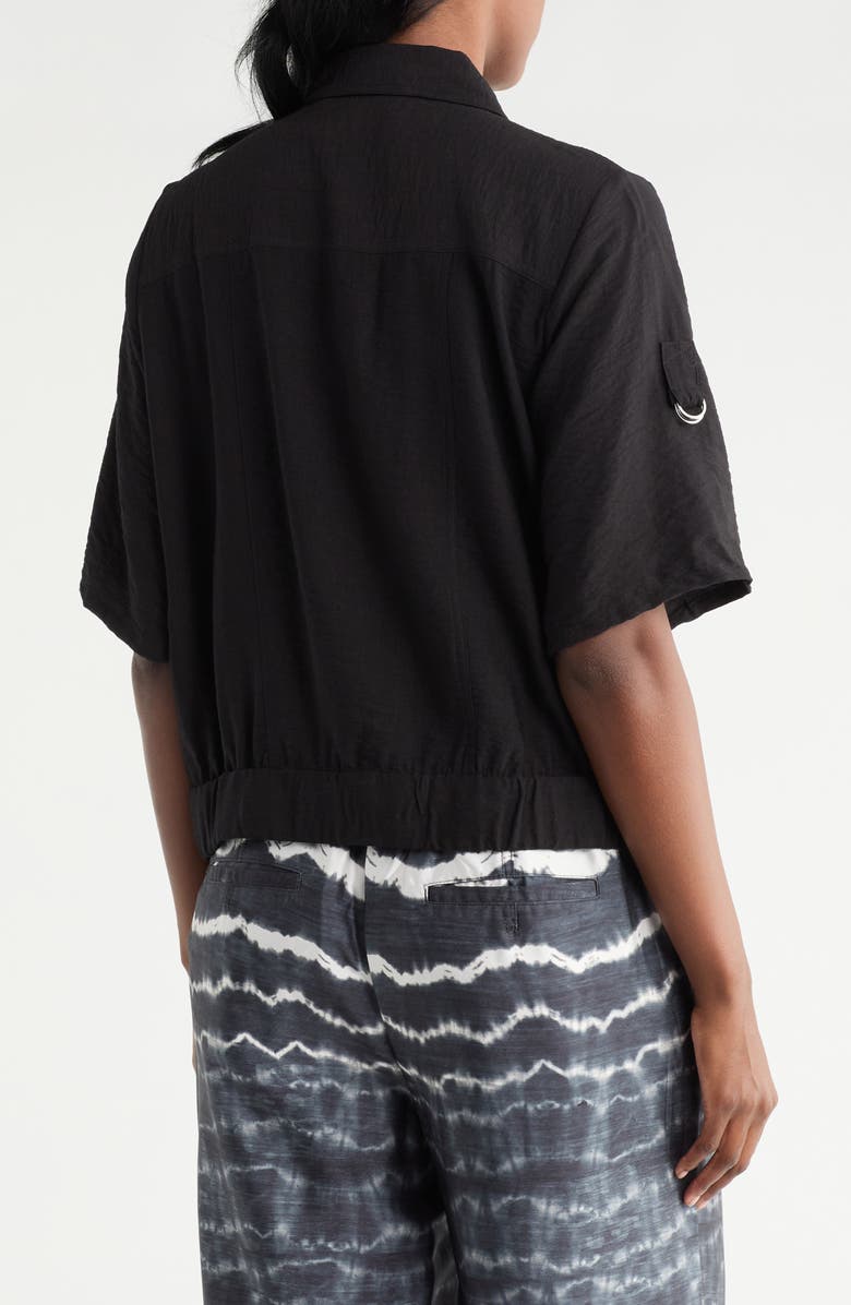 DKNY Short Sleeve Roll Tab Jacket, Alternate, color, Black