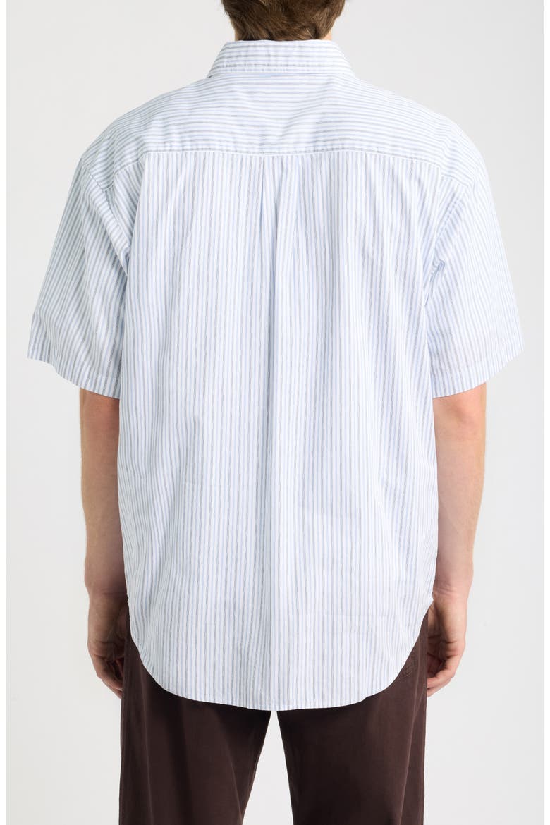 Keene Stripe Short Sleeve Cotton Poplin Button-Up Shirt, Alternate, color, KEENE STRIPE, WHITE
