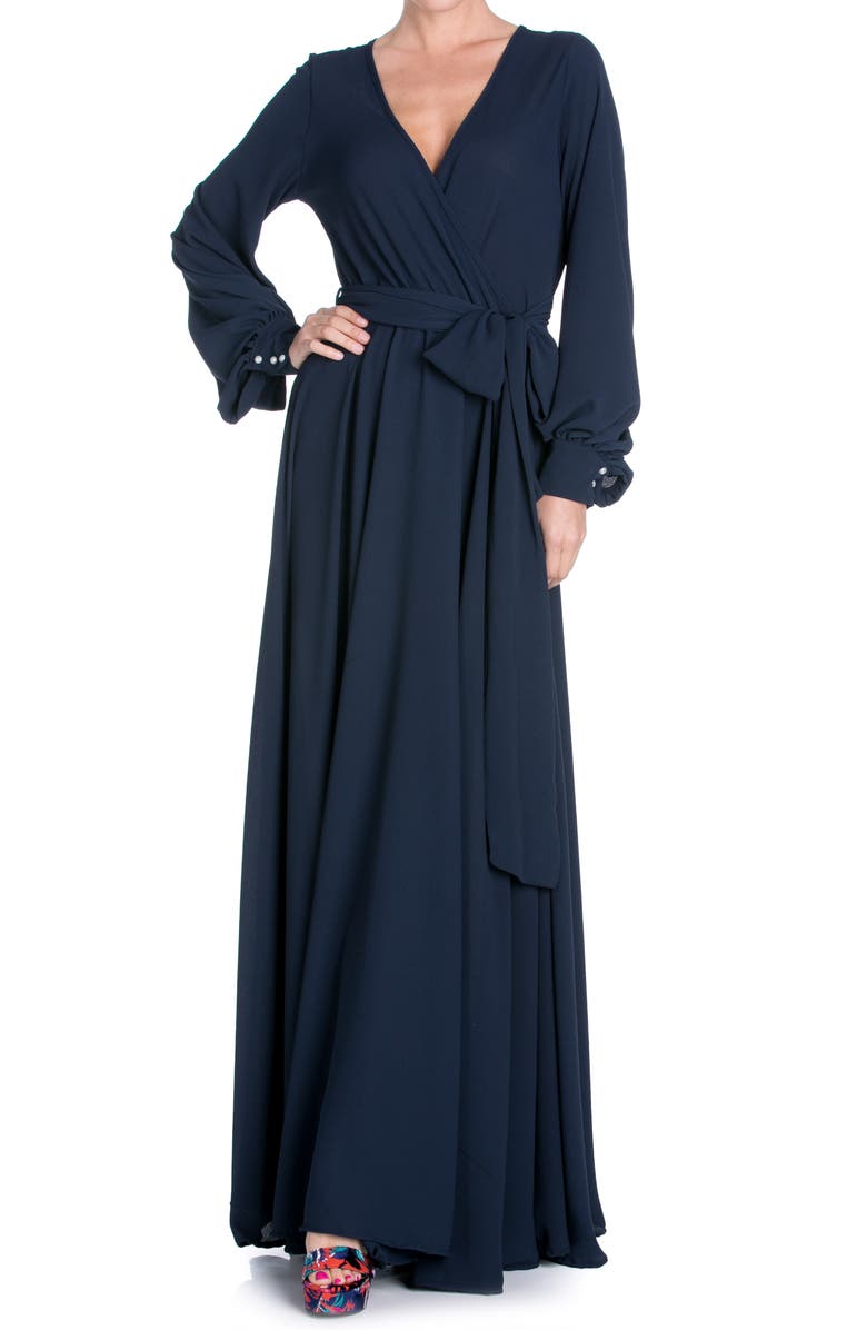 MEGHAN LA Lilypad Maxi Dress, Main, color, Navy