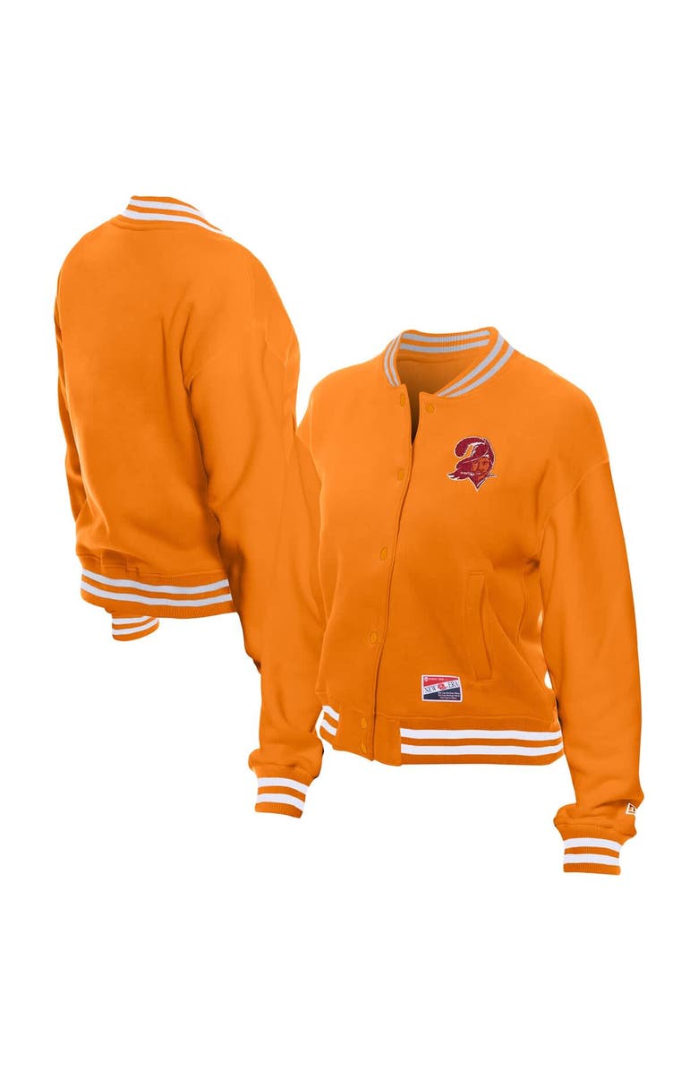 New Era Women's New Era Orange Tampa Bay Buccaneers Throwback Fleece Full-Snap Jacket, Main, color,