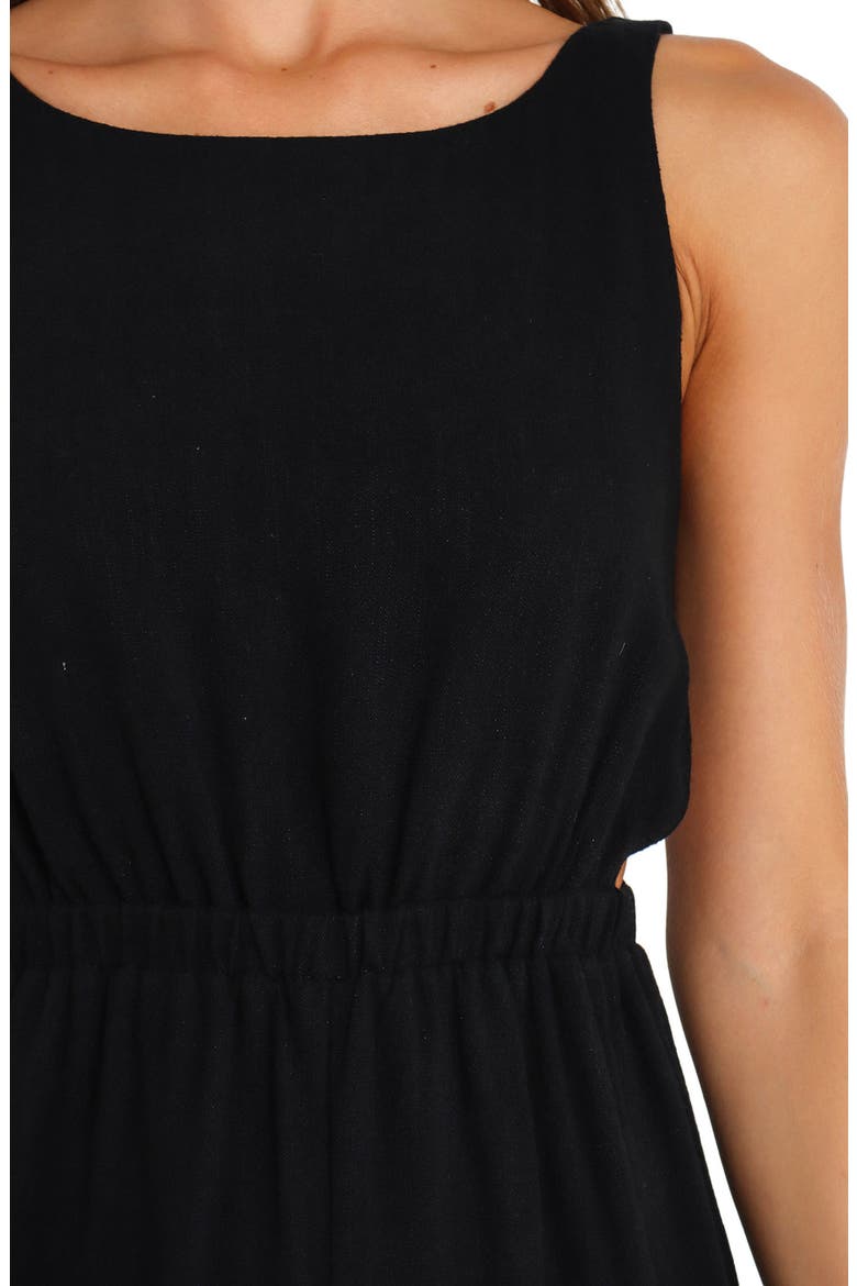 Eddie Linen Blend Sleeveless Jumpsuit, Alternate, color, BLACK