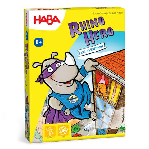 Rhino Hero XXL - Giant Games Version of The Classic Super Hero Card Stacking Game for Team Building and Family Fun, Ages 8 Years and Up