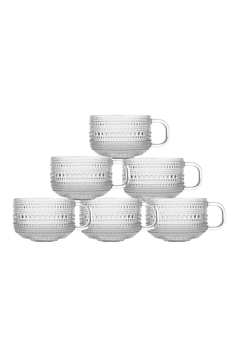 Jupiter Set of 6 Tea/Cappuccino Cups, Main, color, CLEAR