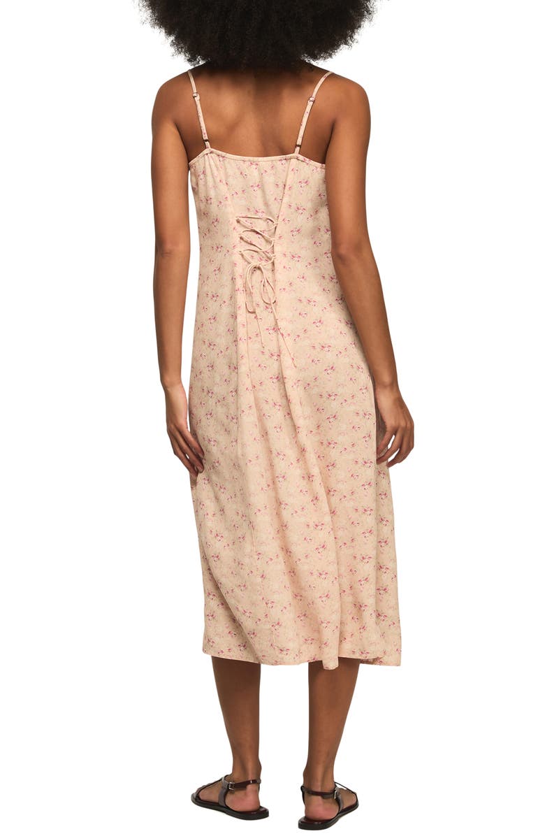 Lucky Brand Simone Floral Midi Slipdress, Alternate, color, Peach Floral