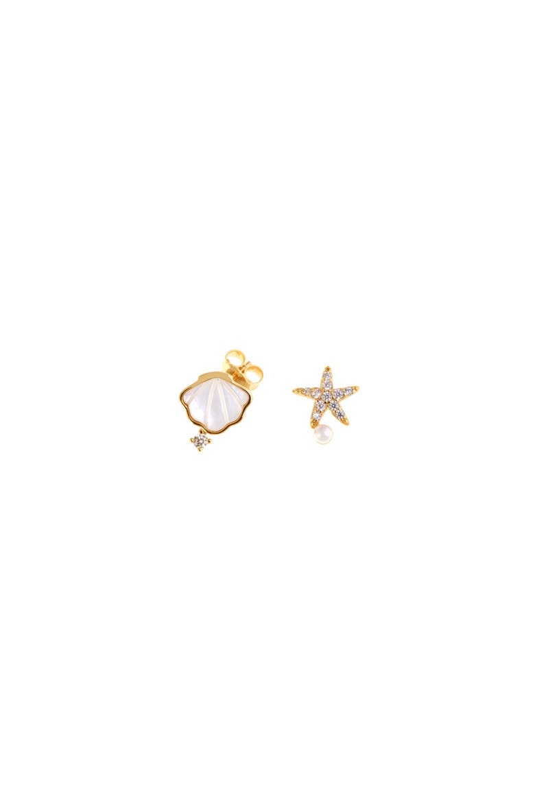 Sea Earrings, Main, color, Silver Gold Plated