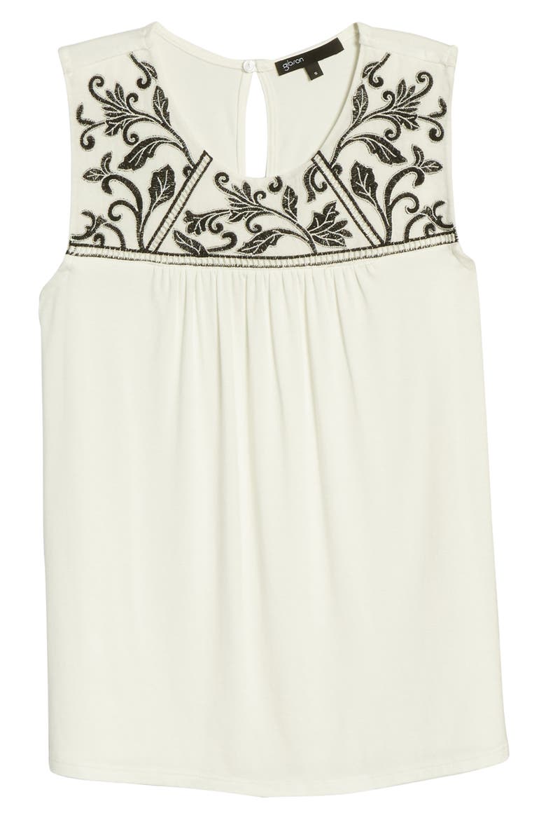 Gibson x Hi Sugarplum! Limone Floral Yoke Sleeveless Top, Alternate, color, WHITE