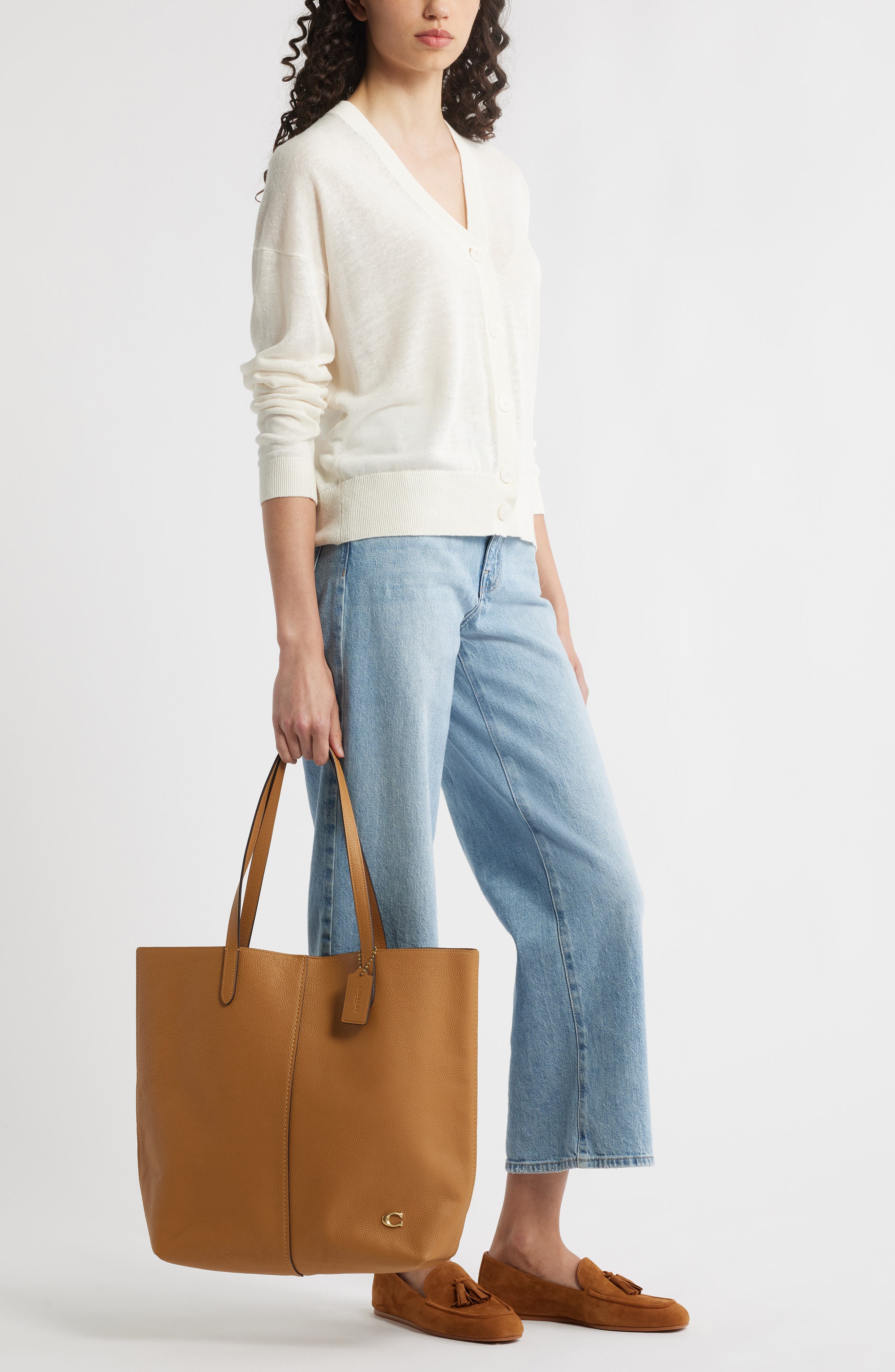 North Pebbled Leather Tote (Nordstrom Exclusive), Alternate, color, HONEY BROWN