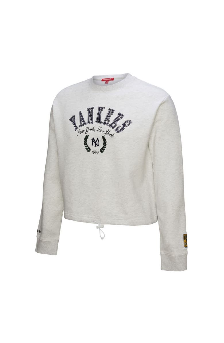 Mitchell & Ness Women's Mitchell & Ness Heather Gray New York Yankees Cropped Toggle Pullover Sweatshirt, Alternate, color, Heather Gray