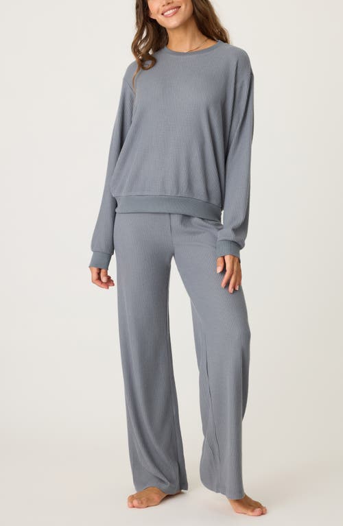 PJ Salvage Brushed Cozy Thermal Pajamas in Slate 