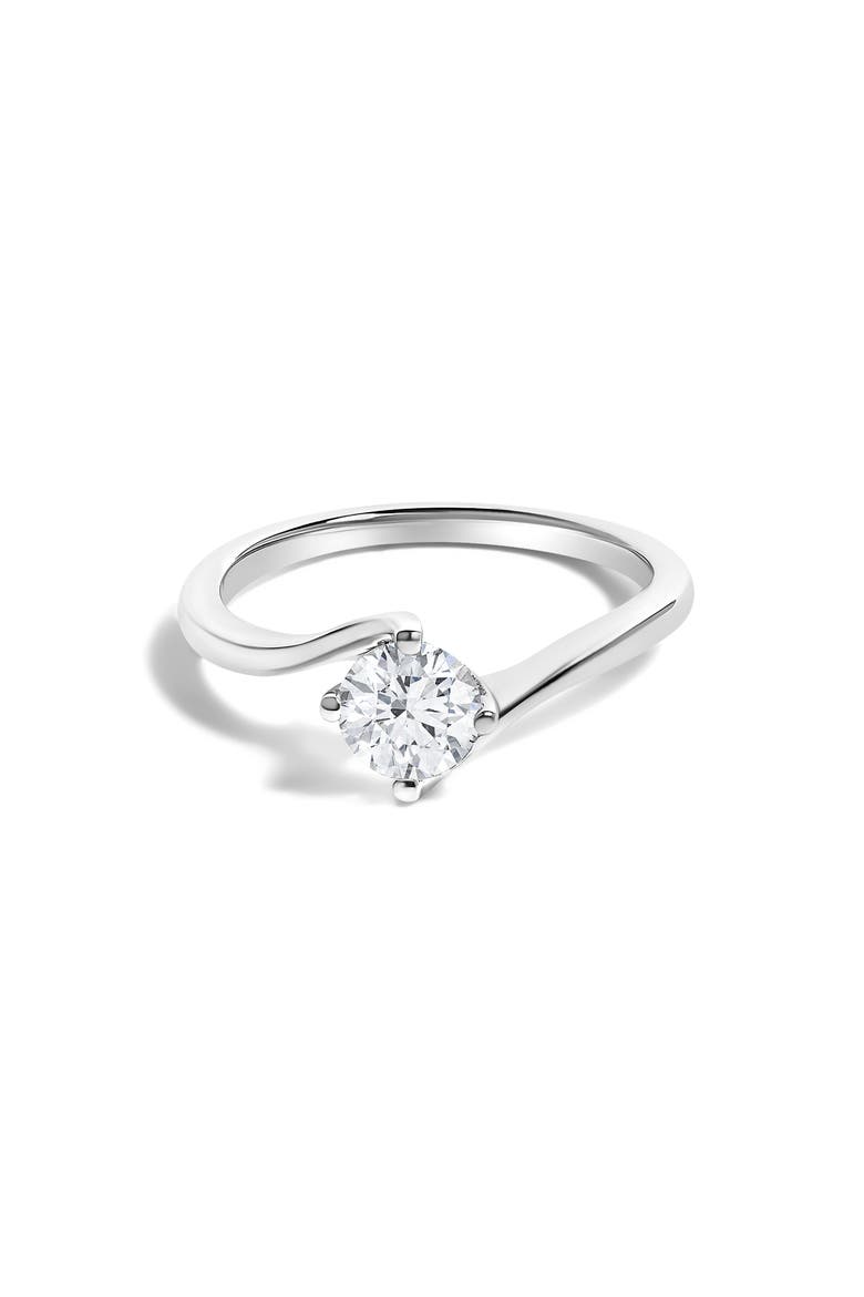 14K White Gold 4/5 Cttw Round Lab Grown Diamond Bypass Solitaire Engagement Ring, Main, color, White