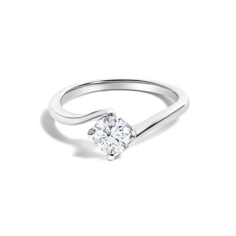 14K White Gold 4/5 Cttw Round Lab Grown Diamond Bypass Solitaire Engagement Ring