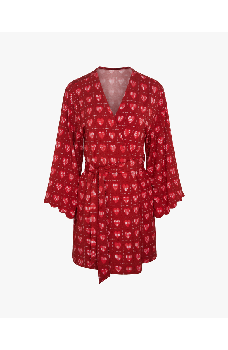 WeWoreWhat Scallop Sleeve Robe, Alternate, color, Bordeaux Multi