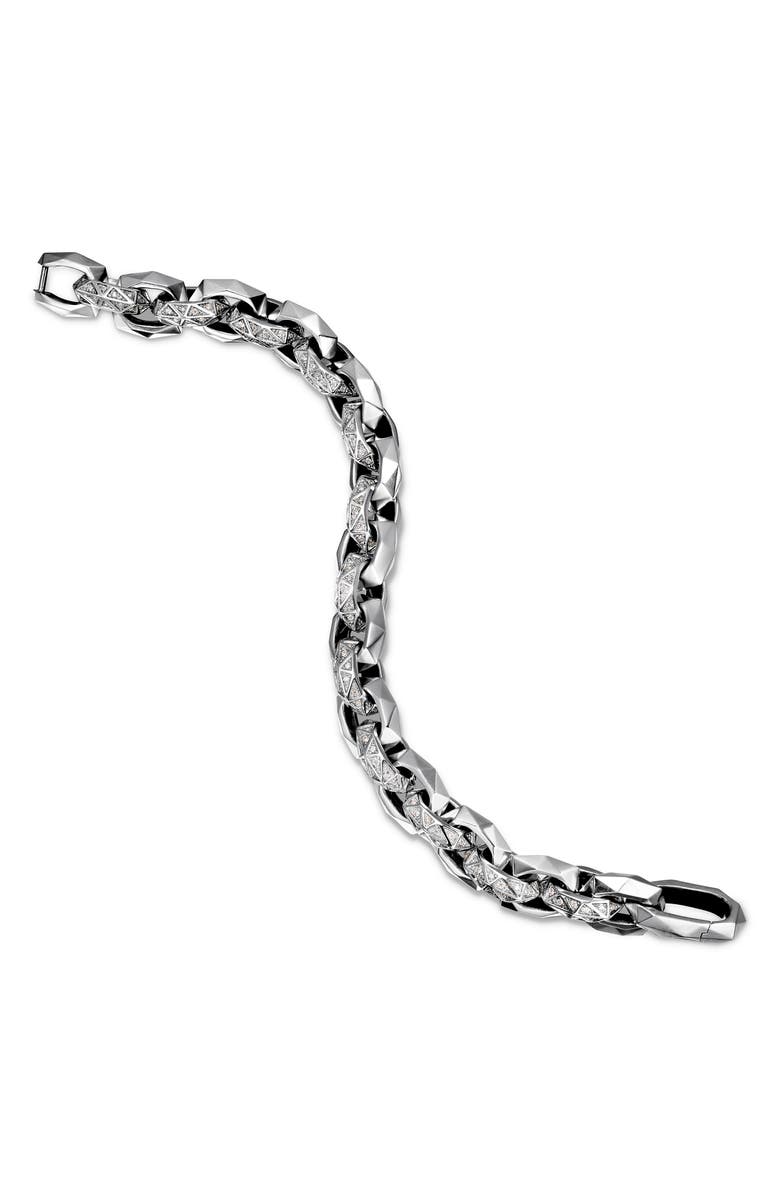 David Yurman Torqued Faceted Link Bracelet in Sterling Silver with Diamonds, 11.6mm, Alternate, color, 