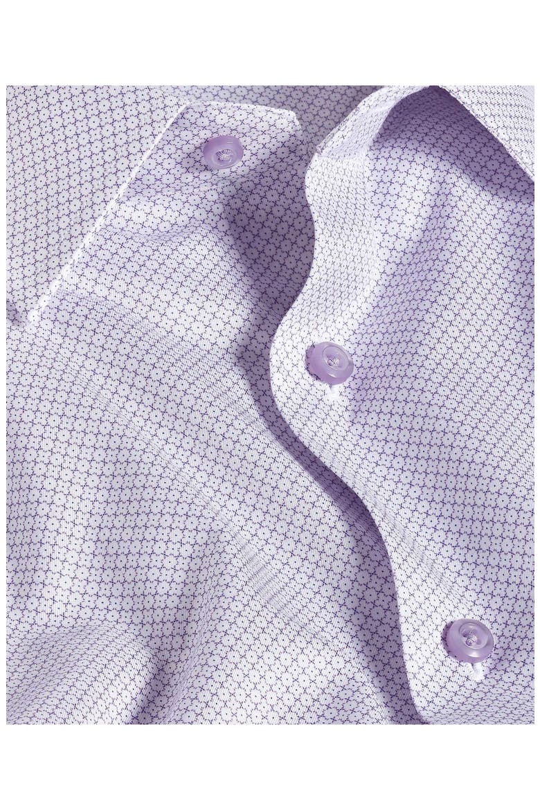 Regular Fit Micro Geometric Cotton Dress Shirt, Alternate, color, WHITE/ LILAC