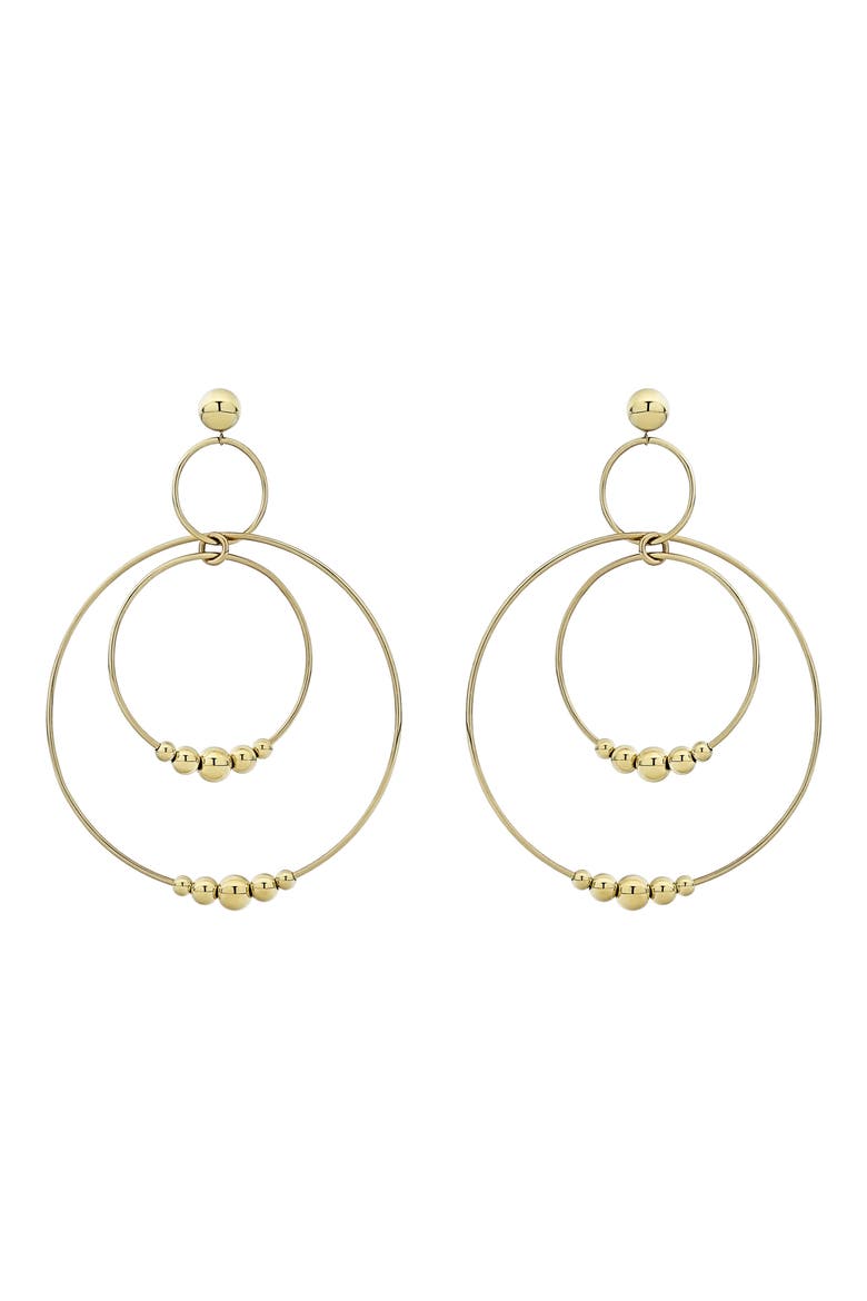 Caviar Gold Triple Circle Orbital Drop Earrings, Alternate, color, GOLD