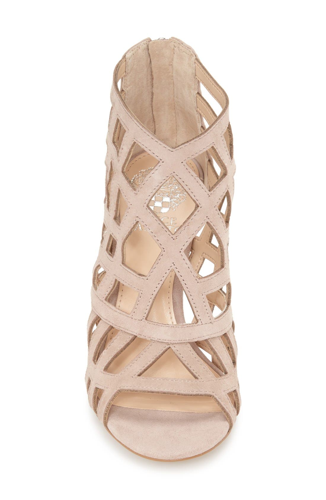 'Tatianna' Caged Peep Toe Bootie, Alternate, color, BEIGE