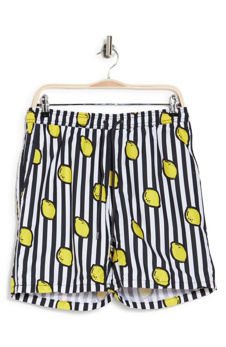Mr.Swim Lemon Stripe Print Boardshorts, Alternate, color,