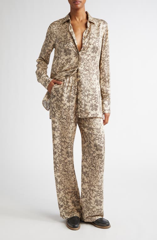 Golden Goose Floral Print Silk Blend Pajama Pants In Multi