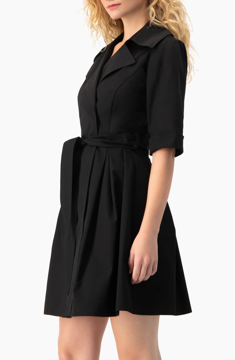 IVONNE Belted Collared Short-Sleeve Shirt Mini Dress, Alternate, color, Black