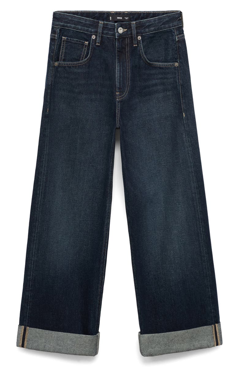 MANGO Cuffed Mid Rise Wide Leg Jeans, Alternate, color, Open Blue