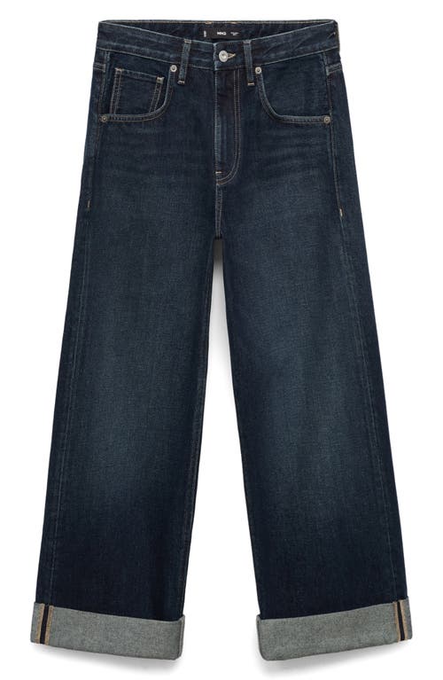 Mango Wide-leg Jeans With Turn-up Hem Open Blue In Blue