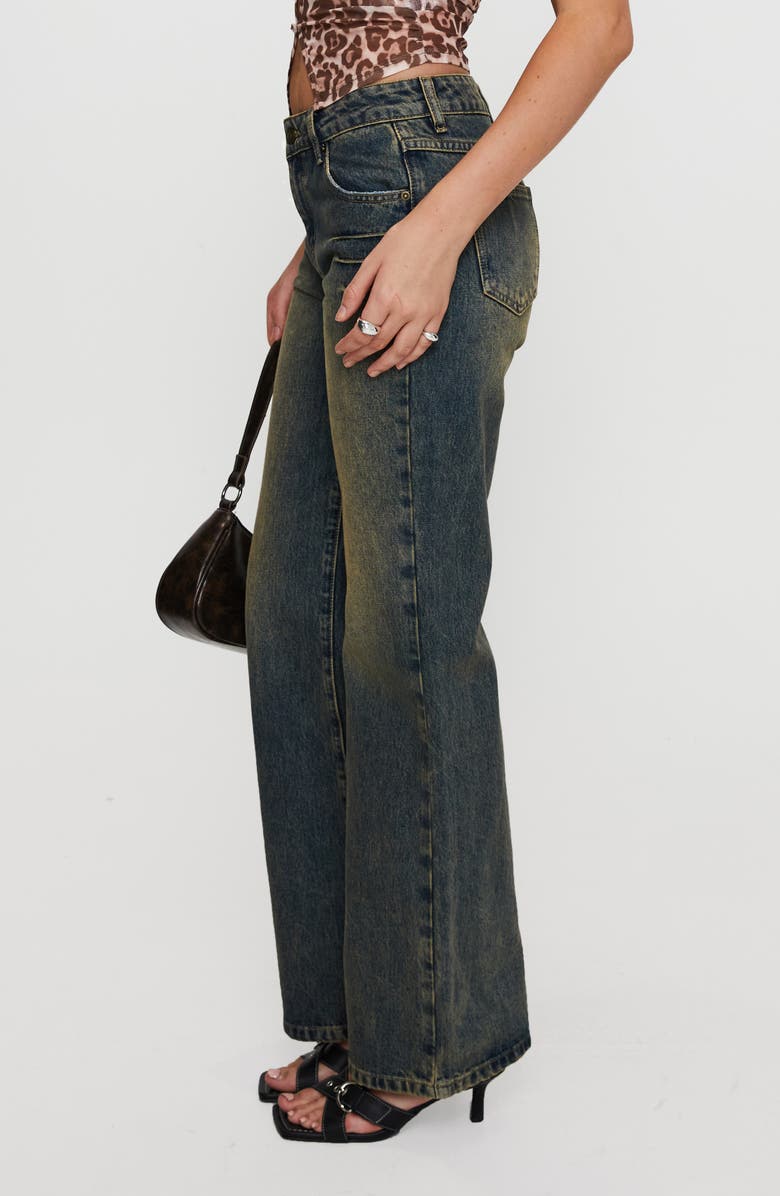 Princess Polly Inverness Pintuck Mid Rise Wide Leg Jeans, Alternate, color, 