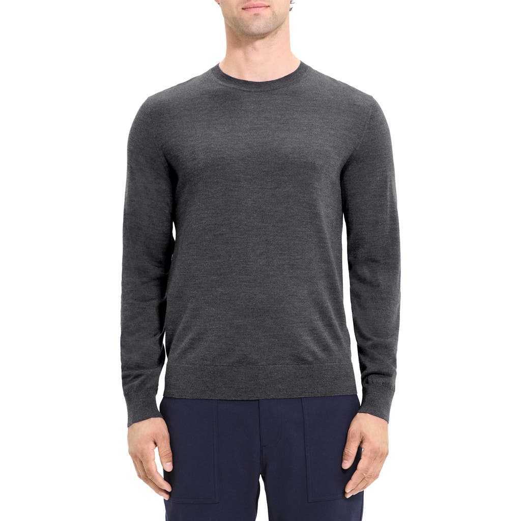 Theory Regal Wool Crewneck Sweater In Gray