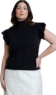 ELOQUII Ruffle Sleeve Sweater