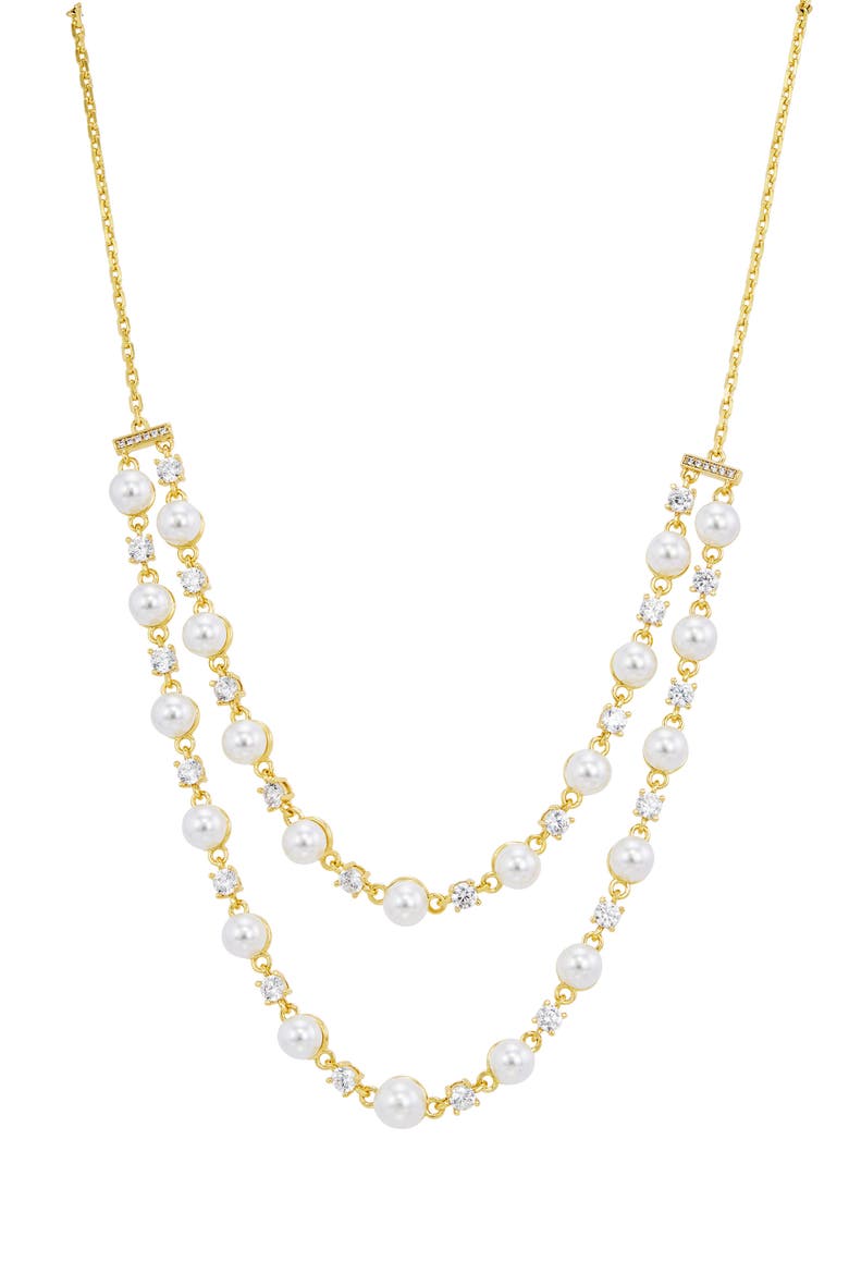 Two Row Shell Pearl Necklace, Main, color, YELLOW