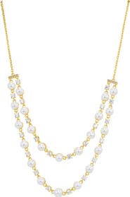 SAVVY CIE JEWELS Two Row Shell Pearl Necklace