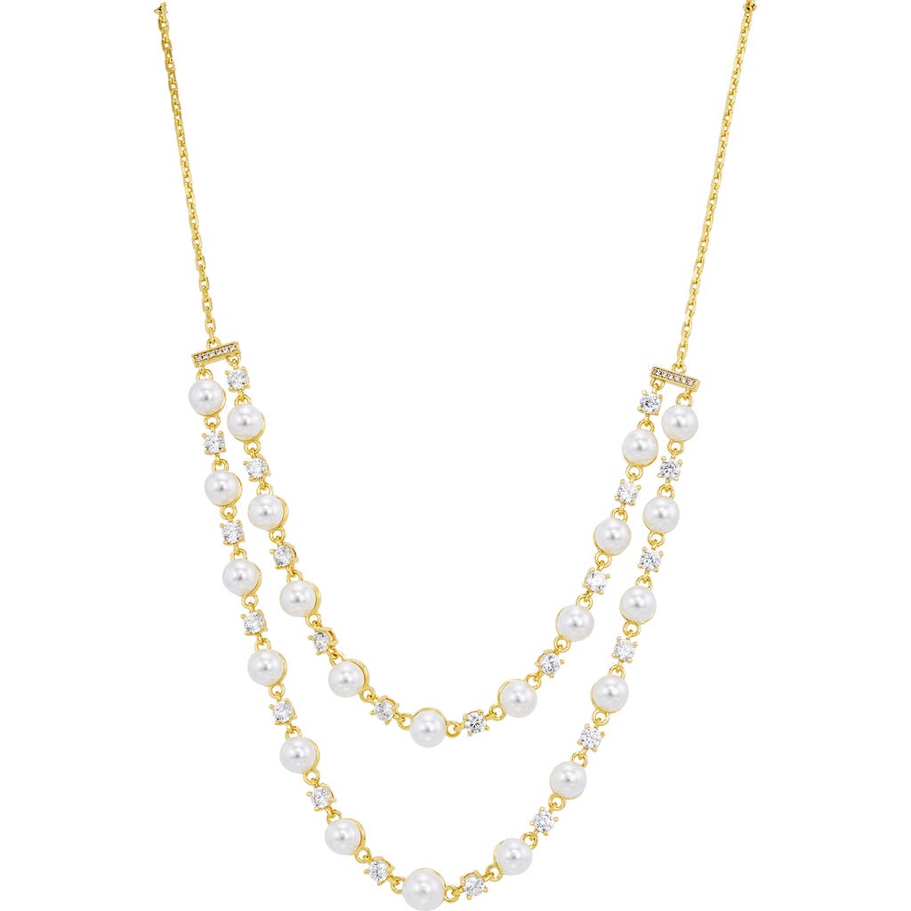 SAVVY CIE JEWELS Two Row Shell Pearl Necklace in Yellow at Nordstrom Rack