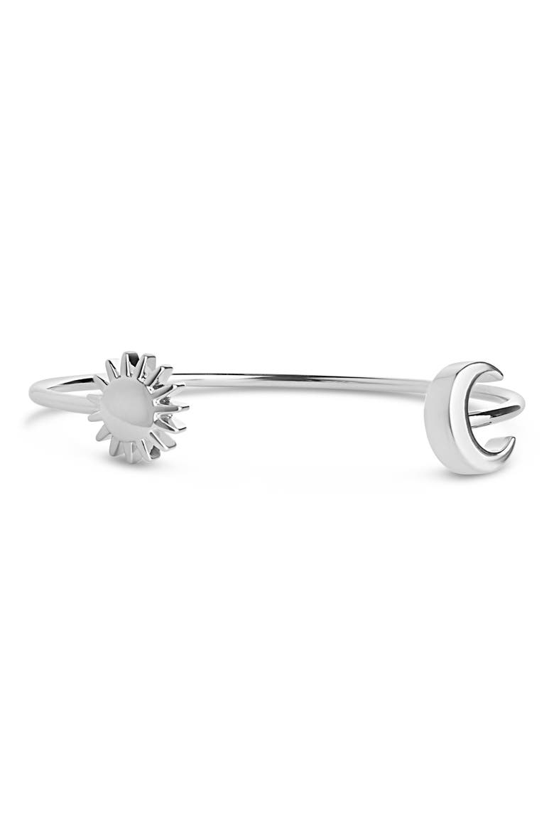 Crescent Moon & Sun Cuff Bracelet, Alternate, color, SILVER