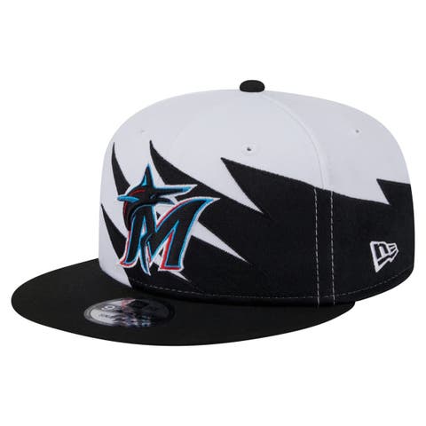 Men's New Era Black/White Miami Marlins Jagged 9FIFTY Snapback Hat
