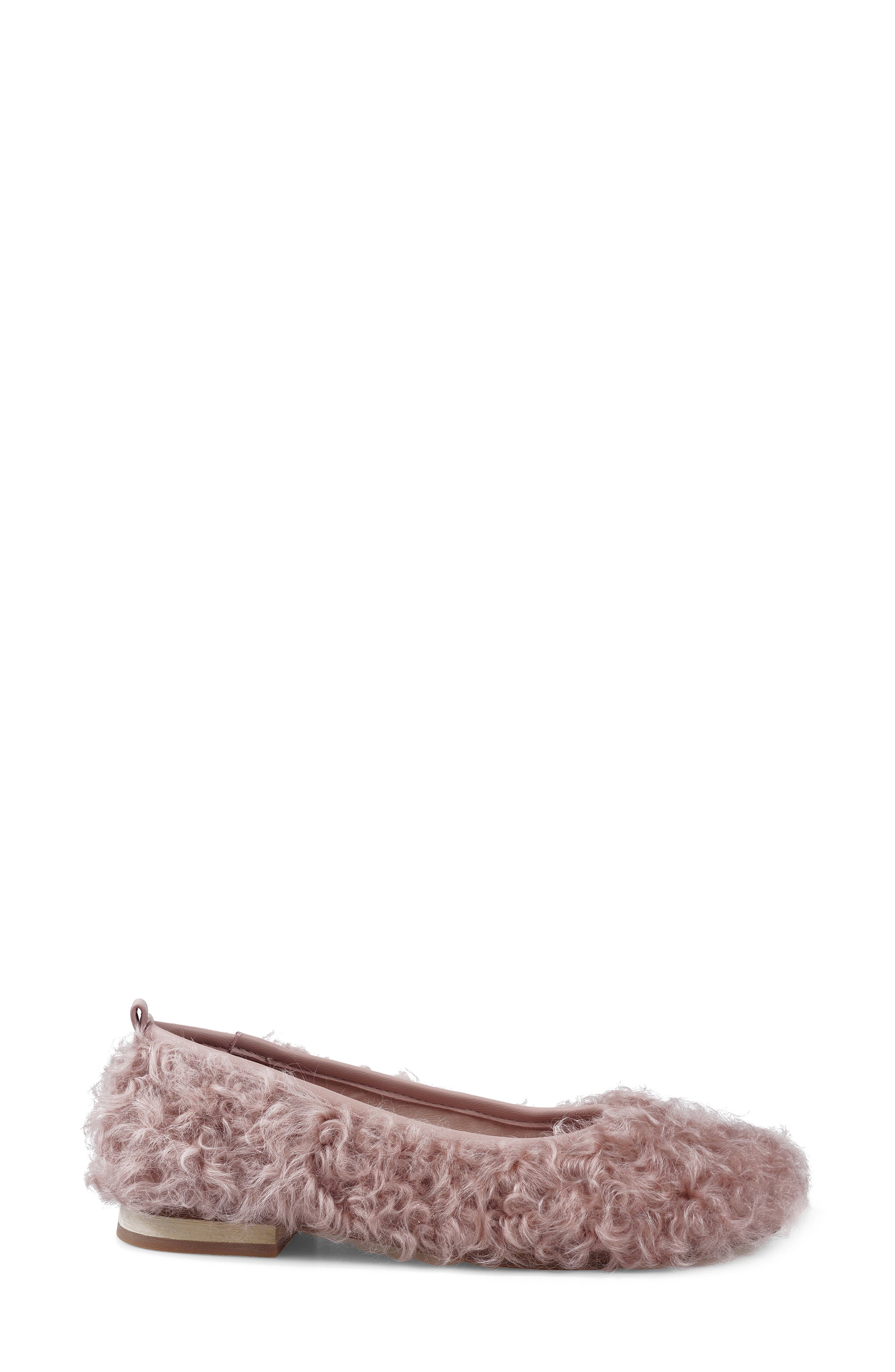 Quincy Faux Fur Flat, Alternate, color, PINK LEATHER
